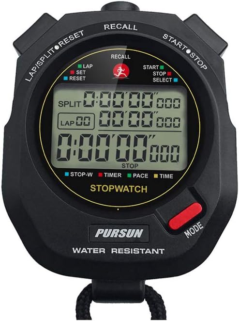 Professional Digital Timer Stopwatch, Sports Stopwatch with Countdown Timer, 100 Lap Memory, Water Resistant