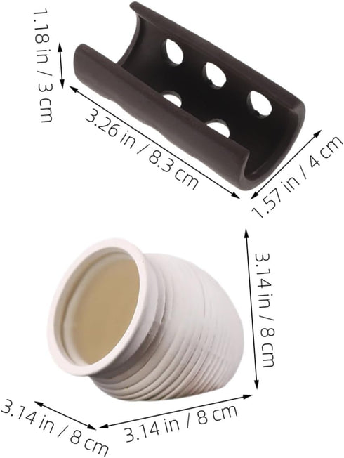 2pcs NUOBESTY Fish Shrimp Hiding House Breeding Cave Pot Aquarium Hideout Shelter Small White Ceramic Half-Round