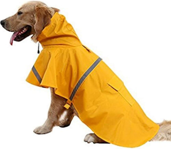NACOCO Large Dog Raincoat, Adjustable Waterproof Pet Jacket Poncho with Reflective Strip (M, Yellow)