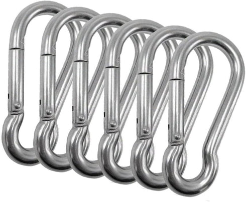 Heavy Duty Bushcraft Stainless Steel Carabiner Spring Snap Clip Link Hooks, 200-500lb Load, 2-12 Packs