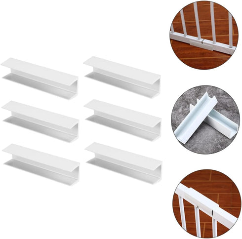 12 Pcs Safety Door Reinforcement Tools, Baby Gate and Stair Reinforcement Parts for Kids, White PVC Fence