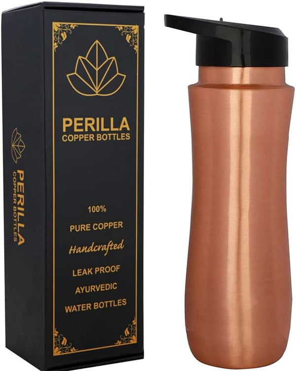 Perilla Home 100% Pure Copper Bottle - 25.37 Oz Ayurvedic Water Bottle, Leak Proof for Gym, Outdoors, Indoors