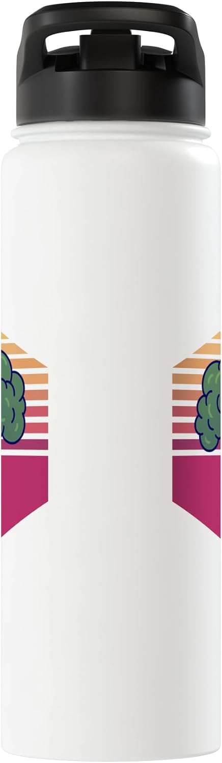 Kawaii Broccoli Vintage Vintage Insulated Water Bottle with Kawaii Broccoli Design