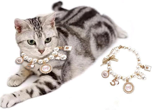 Dog Pearl Collars, Princess Bow Necklace Pet Pearl Necklace, Cute Collar for Dog Cat, Neck Strap for Puppy Accessories