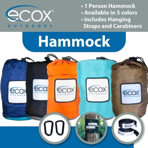 Outdoors Parachute Hammock Single, Portable Lightweight Nylon with 2 Tree Straps for Camping & Travel