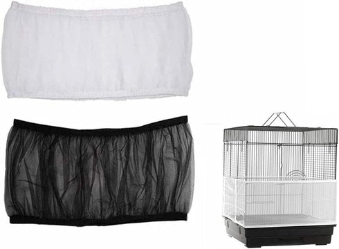 Bird Cage Seed Catcher (2 Pack), Airy Gauze Cover, Dust-Proof Mesh Net Accessories (Black + White, M)