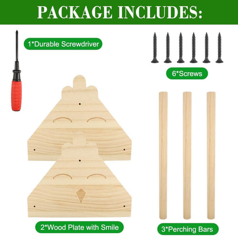 Kalekey 13" Chicken Perch for Coop - Natural Pine Wood Chicken Roosting Perch with Decorative Design, Baby Chick Toys