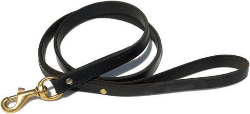 Ray Allen Mfg Signature K9 Standard Leather Leash, 4-Feet x 3/4-Inch, Black