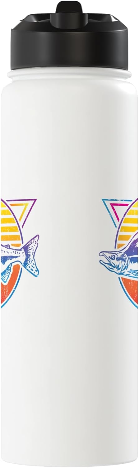 Retro Salmon Fish Insulated Stainless Steel Water Bottle with Retro Salmon Design