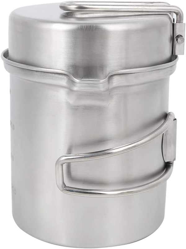 Outdoor Mountaineering Pot, Portable Camping Cooker with Foldable Handle for Hiking and Camping