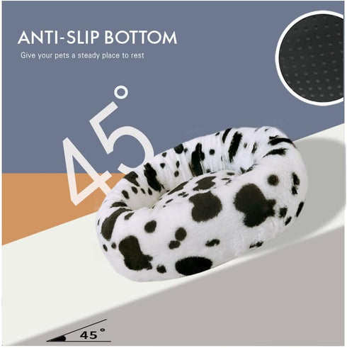 Anti-Anxiety Dog Bed, Donut Bed, Faux Fur, L: 25.5 x 25.5 x 7.5 Inch