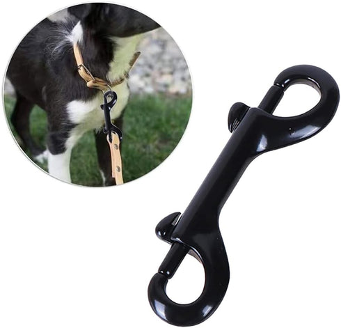 4 Pcs Double Ended Bolt Snap Hooks, Heavy Duty Zinc Alloy Trigger Chain Clips for Pet Dog Leash and Collar - Black
