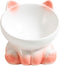 Elevated Cat Bowls, Whisker Friendly Tilted Ceramic Cat Bowls for Indoor Cats, Cute Gradient Color (White Pink)