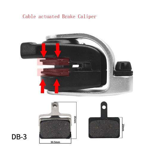 Zoom Dual-Piston Cable Actuated Mechanical Flat Mount Disc Caliper, Front Brake Black