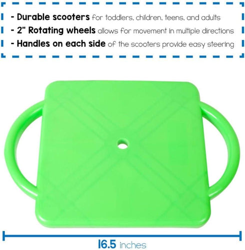 hand2mind 6-12, (Pack 1) Blue Indoor Scooter Board with Safety Handles for Kids Ages Plastic Floor Scooter Board
