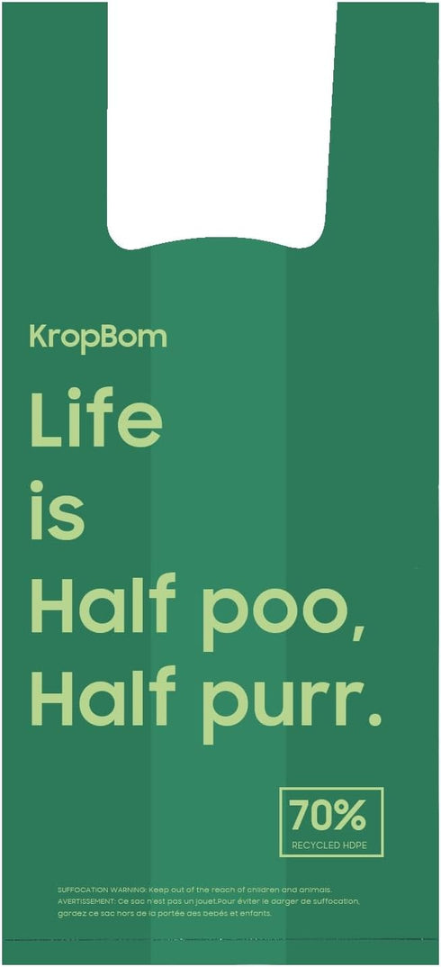 KropBom 125 Count 70% Cat Poop Bags with Handles, Disposable Litter Bags for Pet Poop, Extra-Thick Kitty Cat Waste Bags
