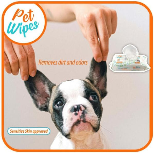 Pet Wipes for Dogs & Cats - Hypoallergenic Natural Cleansing Wipes, 100 Count, Made in The USA, Fragrance-Free