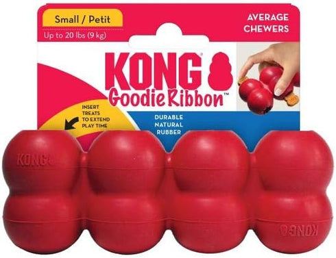 KONG Goodie Ribbon, Stuffable Natural Rubber Dog Toy, Bone-Shaped Chew Toy with Four Fillable Goodie Grippers for Small