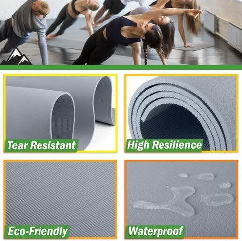 Large Yoga Mat, 6’x4’ Wide Exercise Mat, 8mm Thick Non-Slip Workout Mat for Home Fitness