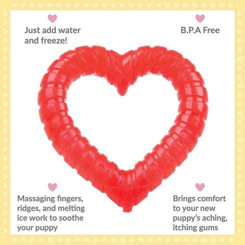 SmartPetLove Snuggle Puppy Teething Toys, Naturally Soothe with Ice, Heart Shaped