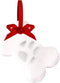 Kate & Milo Christmas Pet Paw Print Bone Ornament, Holiday Decor, Pawprint Clay Impression Kit, White