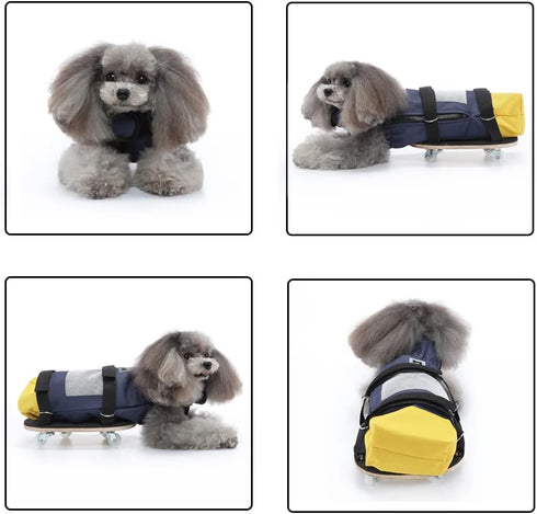 Dog Drag Bag, Wheelchair Alternative for Paralyzed Dogs with Wooden Scooter for Indoor and Outdoor Use (Yellow, S)