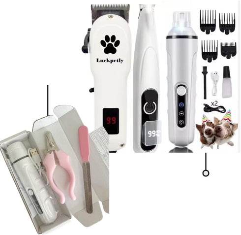 Generic 3-in-1 Rechargeable Pet Grooming Kit Hair Trimmer & Paw Groomer for Dogs