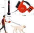 Retractable Dog Leash with Flashlight,Dispenser and Poop Bag Heavy-Duty Nylon Tape for Small,Medium Dogs and Cats One-Handed Brake and Lock.360°Tangle-Free.(Red)