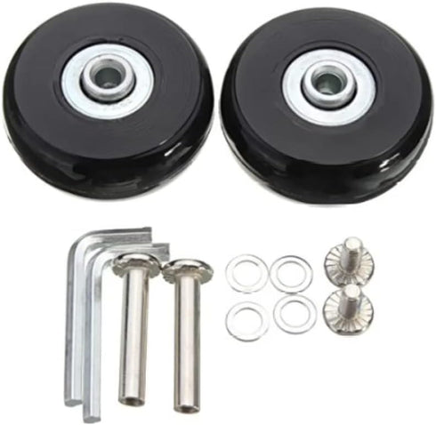 Set of 2pcs 54mm Mute Wear-Resistant Luggage Suitcase Replacement Wheels Kit, Rubber Swivel Caster Wheels.