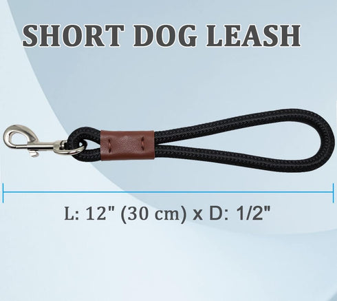 Short Dog Leash, 12 Inch Rope Traffic Handle, Strong Nylon Tab Training Leash for Medium/Large/Ex-Large Dogs