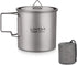 Lixada Titanium Pot, Lightweight Camping Pot, Titanium Cup, Backpacking Pot with Portable Handles