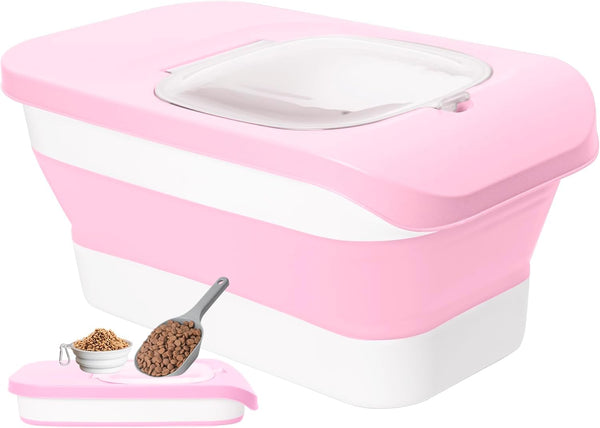 10-13 Lbs Dog Food Container, Collapsible Pet Food Storage with Airtight Lid, Dog Food Scoop and Bowl