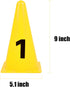ASENVER 9 Inch 8 Pack Plastic Traffic Marker Cones with Numbers Agility Sign Cones Soccer Cones for Sport Training