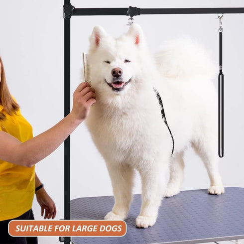 H-Shape Dog Grooming Arm with Clamp, 33" Height Adjustable and 38" - 50" Width for Small/Medium/Large Dogs
