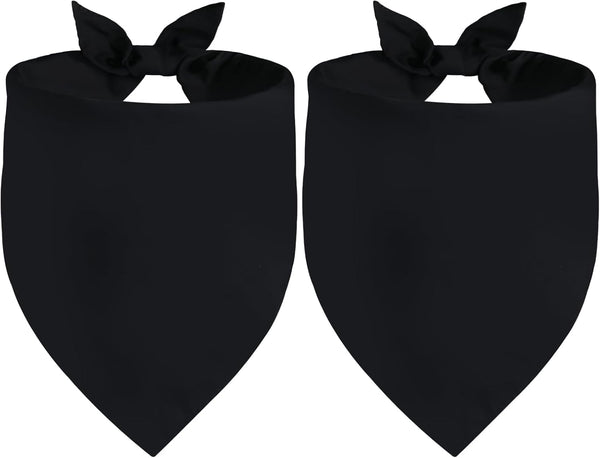 Agroon Blank Dog Bandanas Black Small 2PCS, DIY Solid Cotton Scarf, Durable Triangle