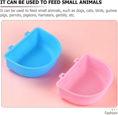 POPETPOP Hanging Pet Bowl, Non-Spill Plastic Kennel Bowls for Dogs, Cats, Birds, Reptiles, Sky-blue Hanging Coop Cup