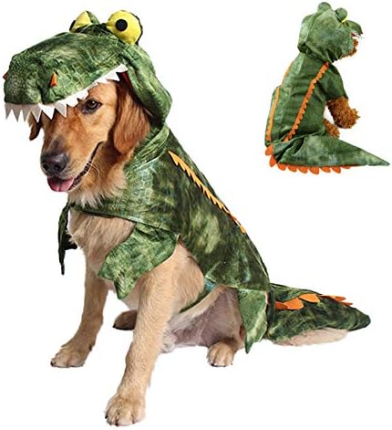 Dog Crocodile Costume for Pet Halloween Christmas Cosplay, Hoodie Sweater Clothes for Small Medium Large