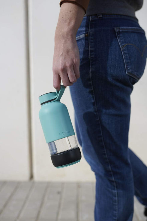 Lekue 20 Ounce Reusable Water Bottle To Go, Turquoise
