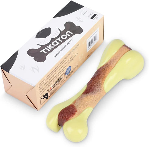 Tikaton Dog Chew Toys for Aggressive Chewers, Durable Peanut Butter Flavor Teething Chew Toys for Large/Medium/Small