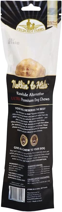 Fieldcrest Farms 9'' Natural Rawhide Alternative Knotted Bone for Dogs - 3 Count - Premium Digestible Chews