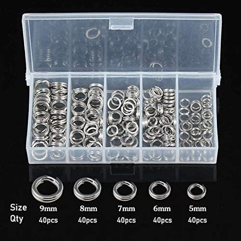 GREATFISHING 200PCS High Strength Heavy Stainless Steel Split Ring Lure Connector with Fishing Pliers, 30lb to 120lb