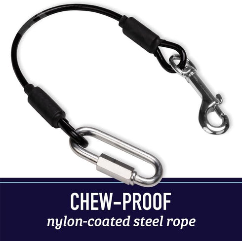 Leash Boss Dog Seat Belt Restraint No-Chew Heavy Duty Car Seatbelt for Dogs, Coated Steel Rope for Safety, Adjustable