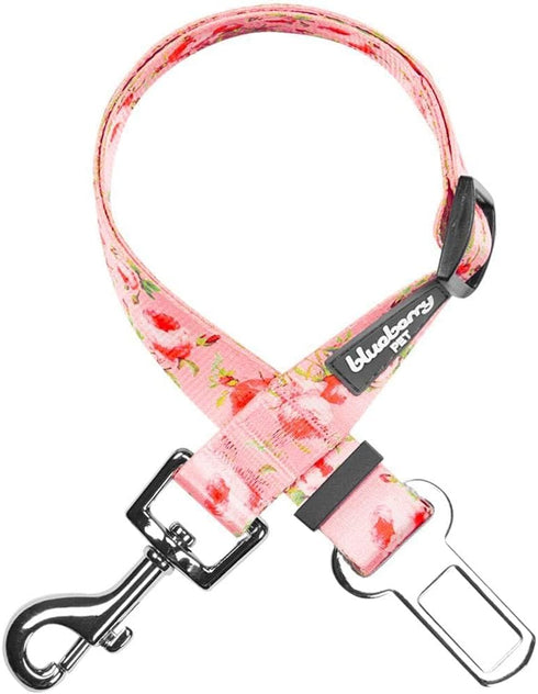 Blueberry Pet Spring Scent Inspired Floral Rose Adjustable Dog Seat Belt Tether, Durable Safety for Dogs Cats