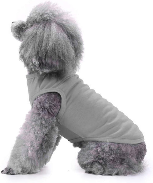 Chol&Vivi Dog Shirt Clothes, 2pcs for Large Dogs, Blank Cotton Sleeveless Tank Top, Black and Grey