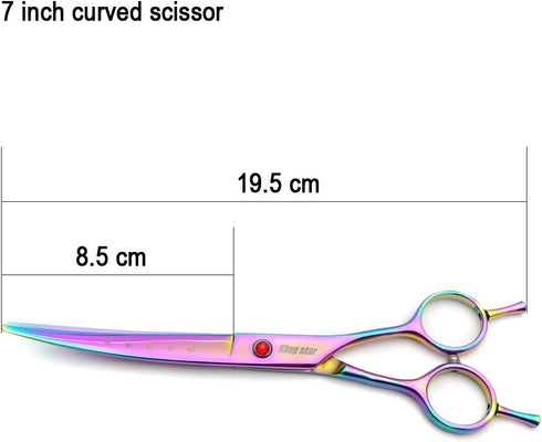 7.0in Titanium Professional Pet Grooming Scissors Set, Straight & Thinning & Curved Scissors, 3pcs Set for Dog Grooming