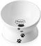Y YHY Elevated Tilted Cat Food Bowl 6", Raised Ceramic Pet Food Water Dish 10 oz, White