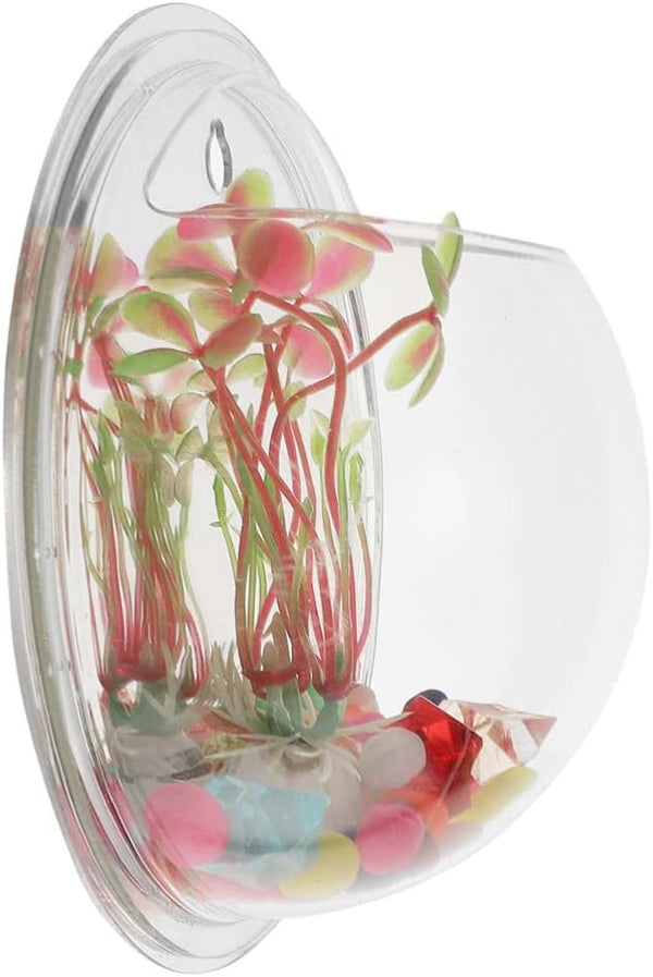 Ipetboom Vintage Decor Wall Mounted Aquarium Tank, Clear Acrylic Round Fish Tank, Hanging Bubble Tank for Decor