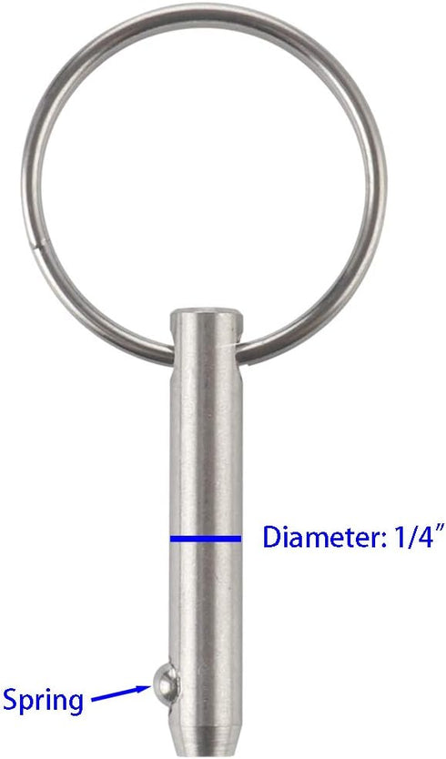 VTurboWay 2 Pcs Quick Release Pin, 1/4" Diameter, 1" Usable Length, Full 316 Stainless Steel