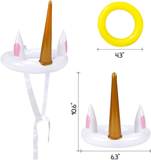 Joliyoou Unicorn Party Games, Inflatable Ring Toss Game Set with 2 Unicorns and 12 Toss Rings, 2 Pack