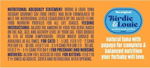 3 Oz (24 Birdie & Louie Tuna and Papaya Wet Cat Food Gourmet Entrees Flakes in Broth Cans)